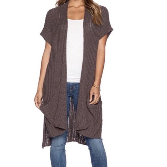 Free People Cardigan Women's Knitted Gray Long Slouchy Open Sleeveless Size L - Picture 1 of 8